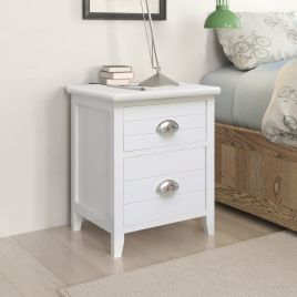Bedside Table - Muriel 2 Piece Nightstand White 38cm