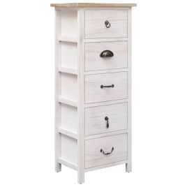 BREMERTON White Chest of Drawers - Tallboy, Small-sized, 5 Drawers