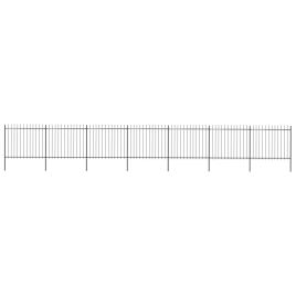 Garden Fence with Spear Top Steel 11.9x1.5 m Black