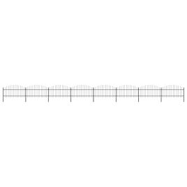 Garden Fence with Spear Top Steel 1-1.25x13.6 m Black