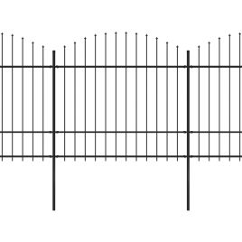 Garden Fence with Spear Top Steel (1.5-1.75)x11.9 m Black