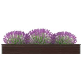 Garden Raised Bed Galvanised Steel 320x40x45 cm Brown