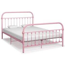 Bed Frame Pink Metal 140x200 cm