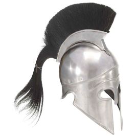 LARP Greek Warrior Helmet Replica - Antique Silver Steel Halloween Costume Prop