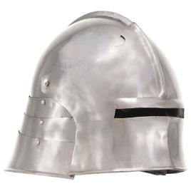 LARP Medieval Knight Helmet Replica - Antique Silver Steel Halloween Costume Prop