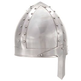 LARP Medieval Knight Helmet Replica - Antique Silver Steel Halloween Costume Prop