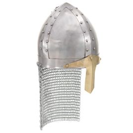 LARP Crusader Knight Helmet Replica - Antique Silver Steel Medieval Halloween Costume Prop
