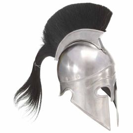 LARP Greek Warrior Helmet Replica - Antique Silver Steel Halloween Costume Prop