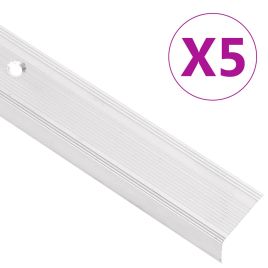 Stair Nosings in L-shape 5 pcs Aluminium 100 cm Silver