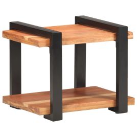 Bedside Table - BEND Nightstand Natural and Black 50cm