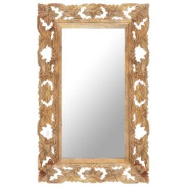 Hand Carved Mirror Brown 80x50cm Solid Mango Wood