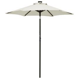 Parasol with LED Lights Sand 200x211 cm Aluminium