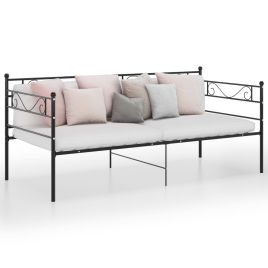 Sofa Bed Frame Black Metal 90x200 cm