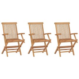 Folding Garden Chairs 3 pcs Solid Teak Wood
