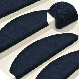 Self-adhesive Stair Mats 10 pcs Navy 56x17x3 cm Needle Punch