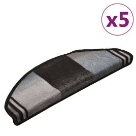 Stair Mats Self-adhesive 5 pcs 65x25 cm Black and Grey