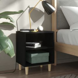 Bedside Table - ABBOTT Oswin 2 Piece Nightstand Black 40cm
