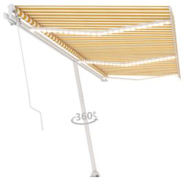 Manual Retractable Awning with LED 600x300cm Yellow and White