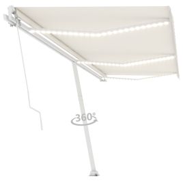 Manual Retractable Awning with LED 600x350cm Cream