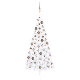 GLIMMO Artificial Half Pre-lit Christmas Tree with Ball Set White 240 cm