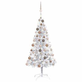 FROSTYN Artificial Pre-lit Christmas Tree with Ball Set Silver 150 cm PET