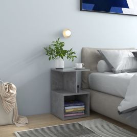Bedside Table - MARLOWE Nightstand Concrete Grey 35cm