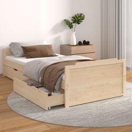 Bed Frame with Drawers Solid Wood Pine 90x200 cm