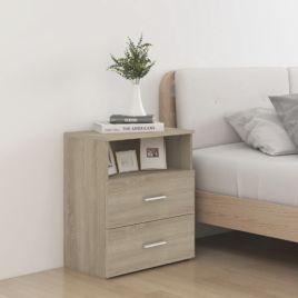 Bedside Table - CHELSEA 2 Piece Nightstand Sonoma Oak 50cm