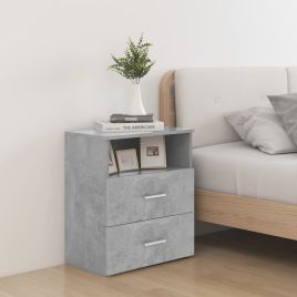 Bedside Table - CHELSEA 2 Piece Nightstand Concrete Grey 50cm
