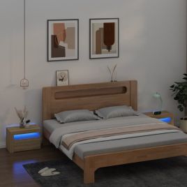 Bedside Table - ATHENS 2 Piece Nightstand Sonoma Oak 60cm