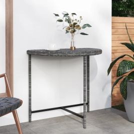 Garden Table Grey 80x50x75 cm Poly Rattan