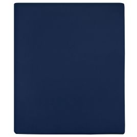 Jersey Fitted Sheet Navy Blue 180x200 cm Cotton