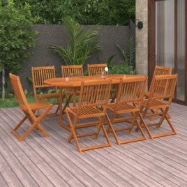 9 Piece Garden Dining Set Solid Acacia Wood