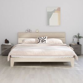 Bedside Table - ROSS 2 Piece Nightstand Light Grey 40cm