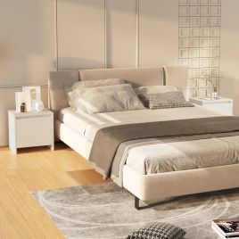 Bedside Table - FRESNO 2 Piece Nightstand White 45cm