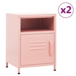 Bedside Table - MAYER Ty 2 Piece Nightstand Pink 35cm