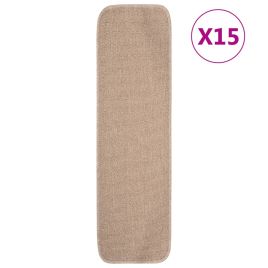 Anti Slip Stair Mats 15 pcs 75x20 cm Beige Rectangular