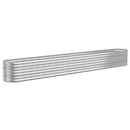 Garden Planter Powder-coated Steel 332x40x36 cm Silver