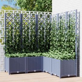 Garden Planter with Trellis Dark Grey 120x120x136 cm PP