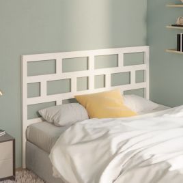 Bed Headboard White 126x4x100 cm Solid Wood Pine
