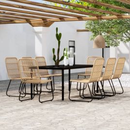 9 Piece Garden Dining Set Oak