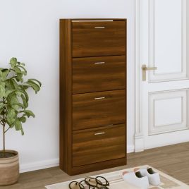 Shoe Cabinet Brown Oak 63x24x147 cm Engineered Wood