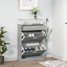 Shoe Cabinet Grey Sonoma 63x24x104cm Engineered Wood