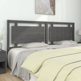 Bed Headboard Grey 205.5x4x100cm Solid Pine Wood