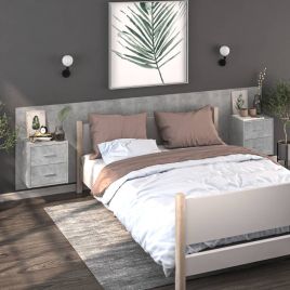 Bedside Table - Jemi Monty 2 Piece Nightstand Concrete Grey 48.5cm