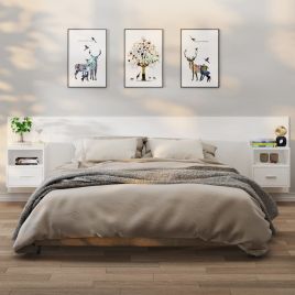 Bedside Table - Jemi Mac 2 Piece Nightstand White 32.5cm