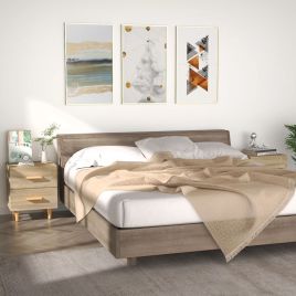 Bedside Table - ROCKFORD Dallas 2 Piece Nightstand Sonoma Oak 40cm