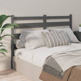 Bed Headboard Grey 126x4x100 cm Solid Wood Pine