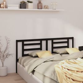 Bed Headboard Black 206x4x100 cm Solid Pine Wood