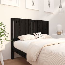 Bed Headboard Black 125.5x4x100cm Solid Wood Pine